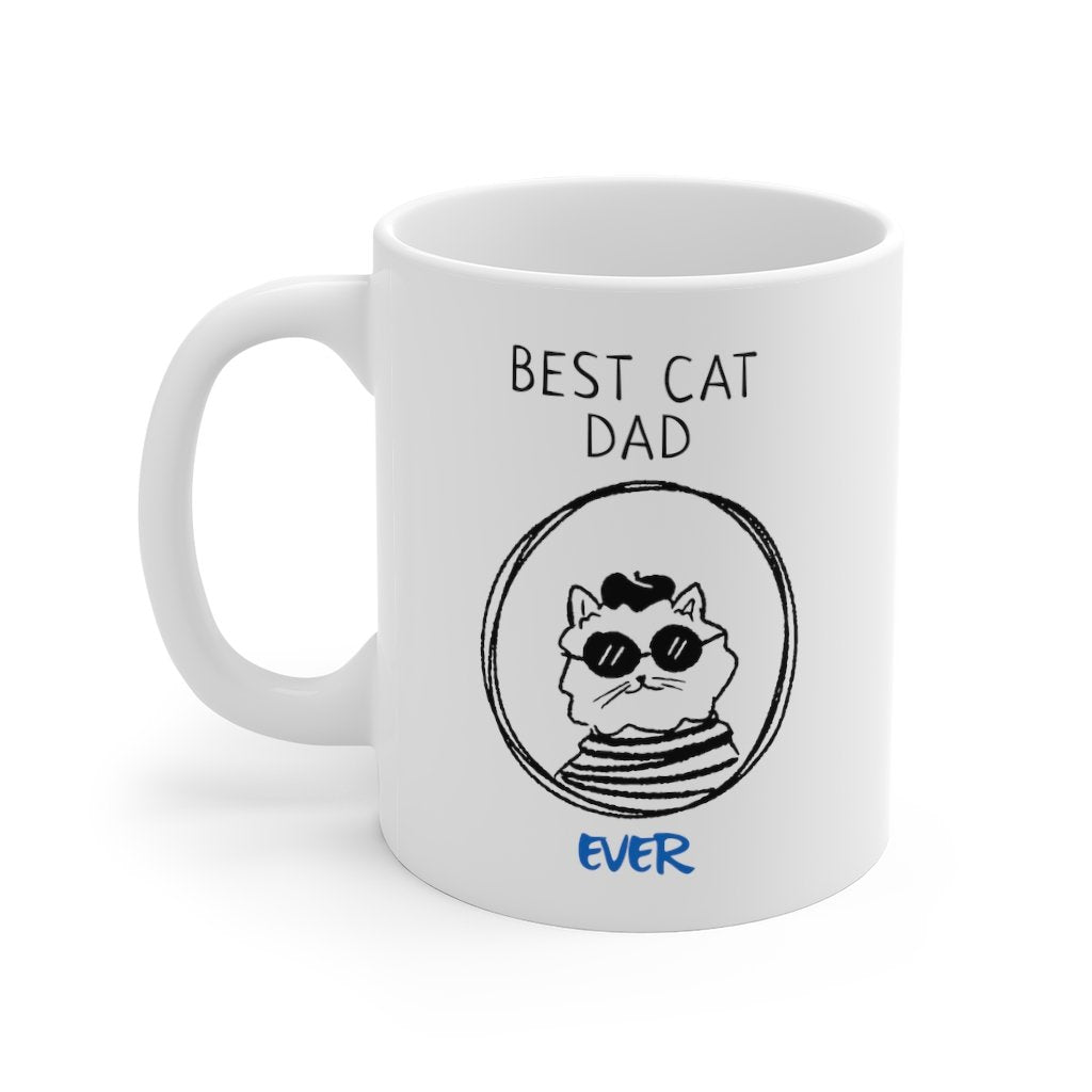 "Best Cat Dad Ever" Mug – Funny & Stylish Gift for Cat Lovers | 11oz Ceramic Coffee Cup