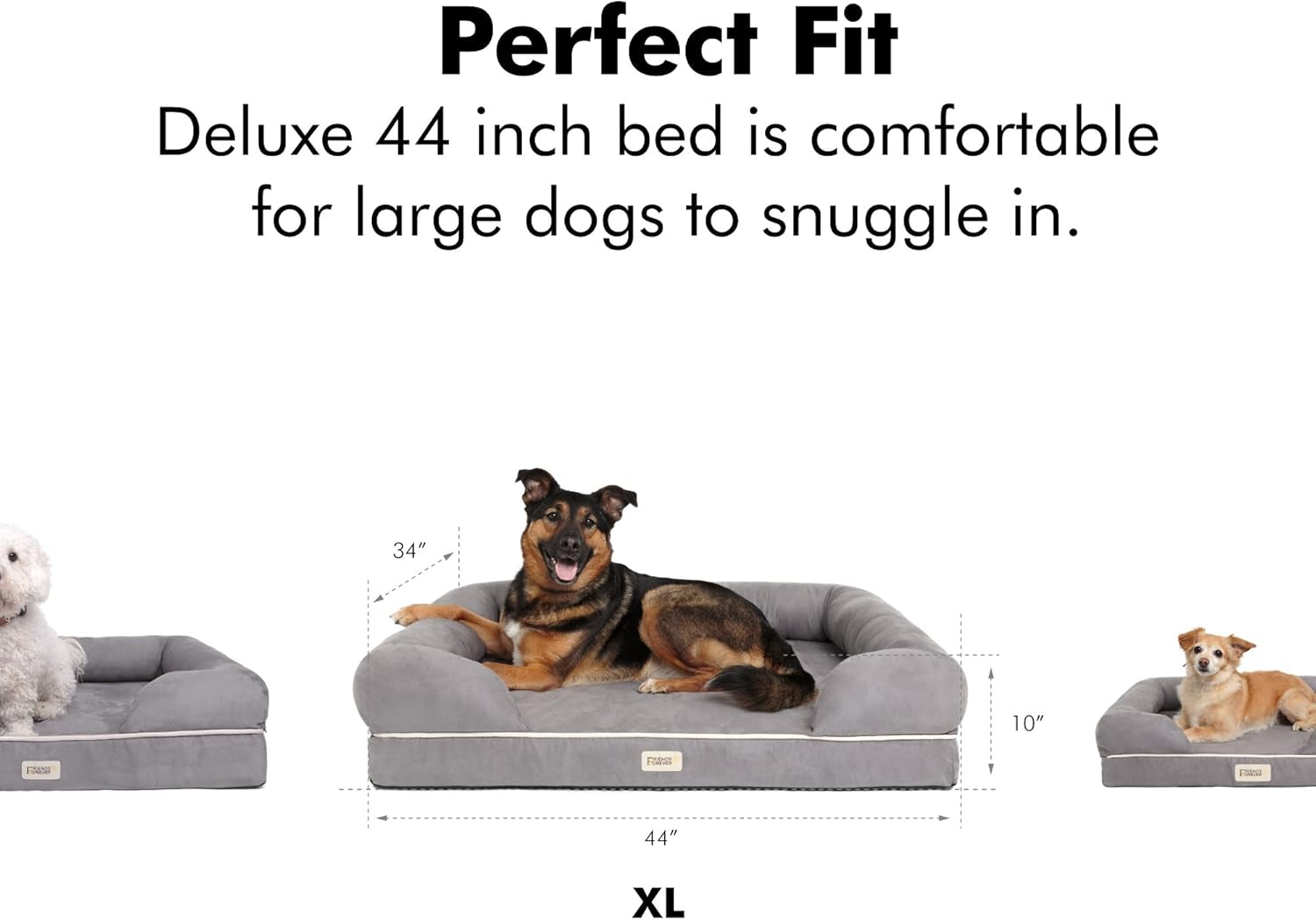 X-Large Dog Bed, Orthopedic Dog Sofa Memory Foam Mattress, Calming Dog Couch Bed, Wall Rim Pillow, Water Resistant Liner, Washable Cover, Non-Slip Bottom, Chester, X-Large Cocoa Brown