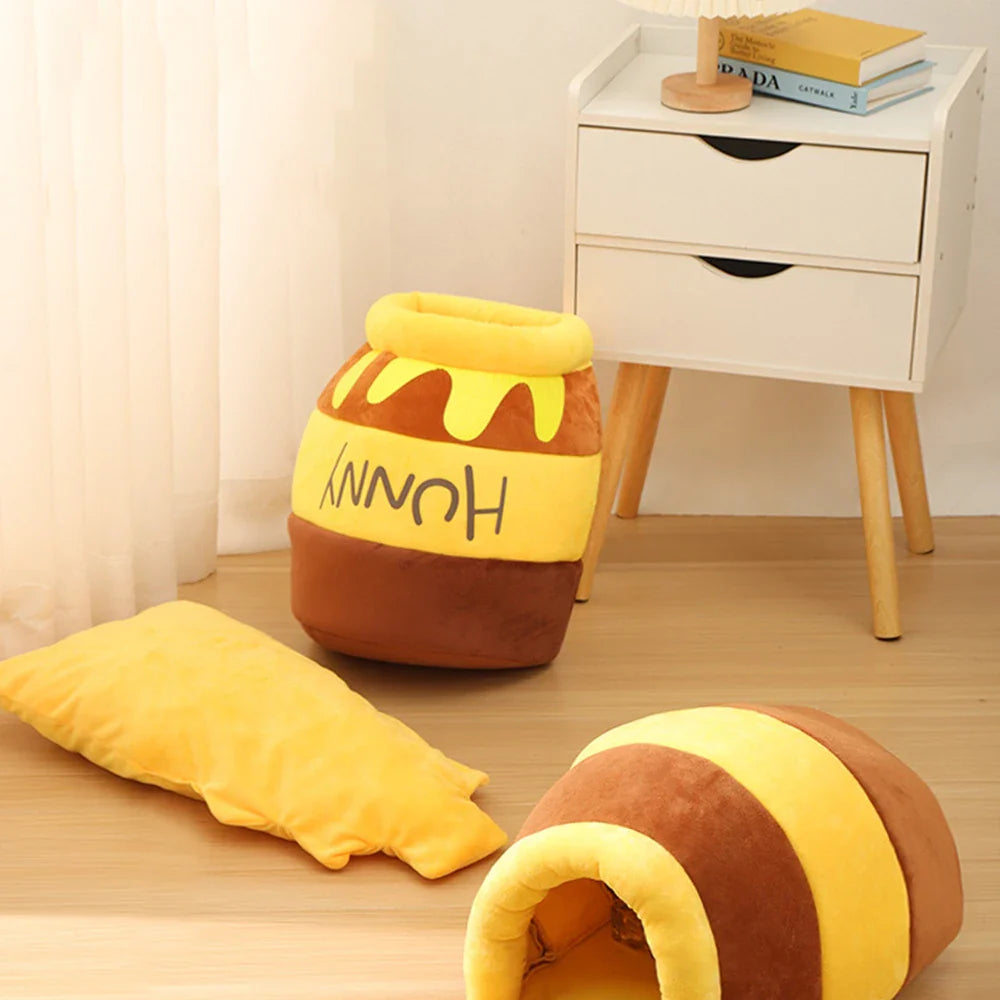 Luxury Honey Jar Cat Bed – Ultra-Plush & Cozy Hideaway for Cats