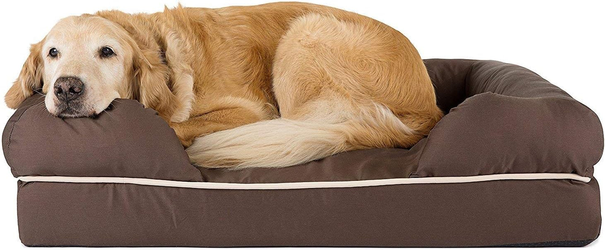 X-Large Dog Bed, Orthopedic Dog Sofa Memory Foam Mattress, Calming Dog Couch Bed, Wall Rim Pillow, Water Resistant Liner, Washable Cover, Non-Slip Bottom, Chester, X-Large Cocoa Brown