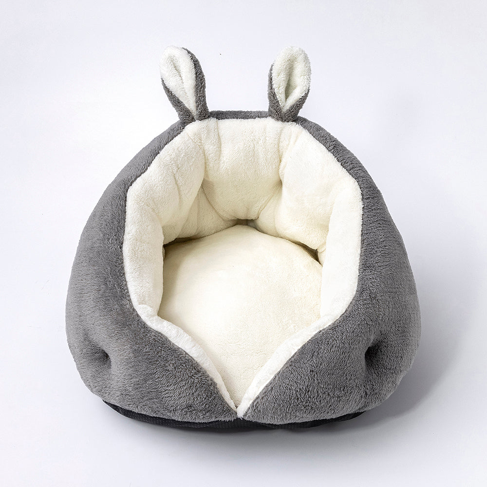 Luxury Plush Pet Bed with Ears & Tail – Ultra-Soft & Cozy for Cats & Small Dogs | Anti-Skid Base