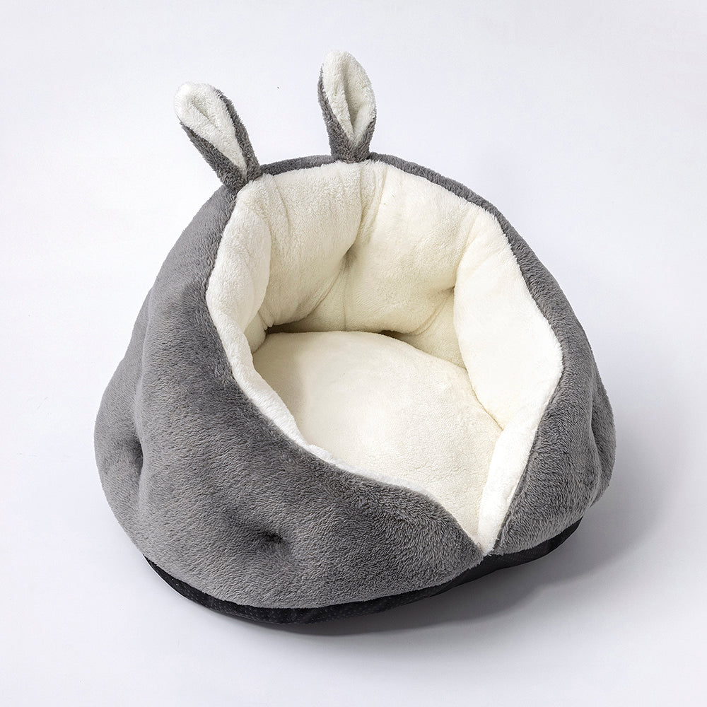 Luxury Plush Pet Bed with Ears & Tail – Ultra-Soft & Cozy for Cats & Small Dogs | Anti-Skid Base